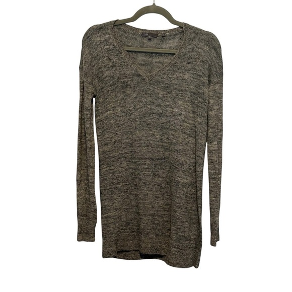 Vince Tops - Vince Gray 100% Linen V-Neck Long Tunic Sweater Size XS
